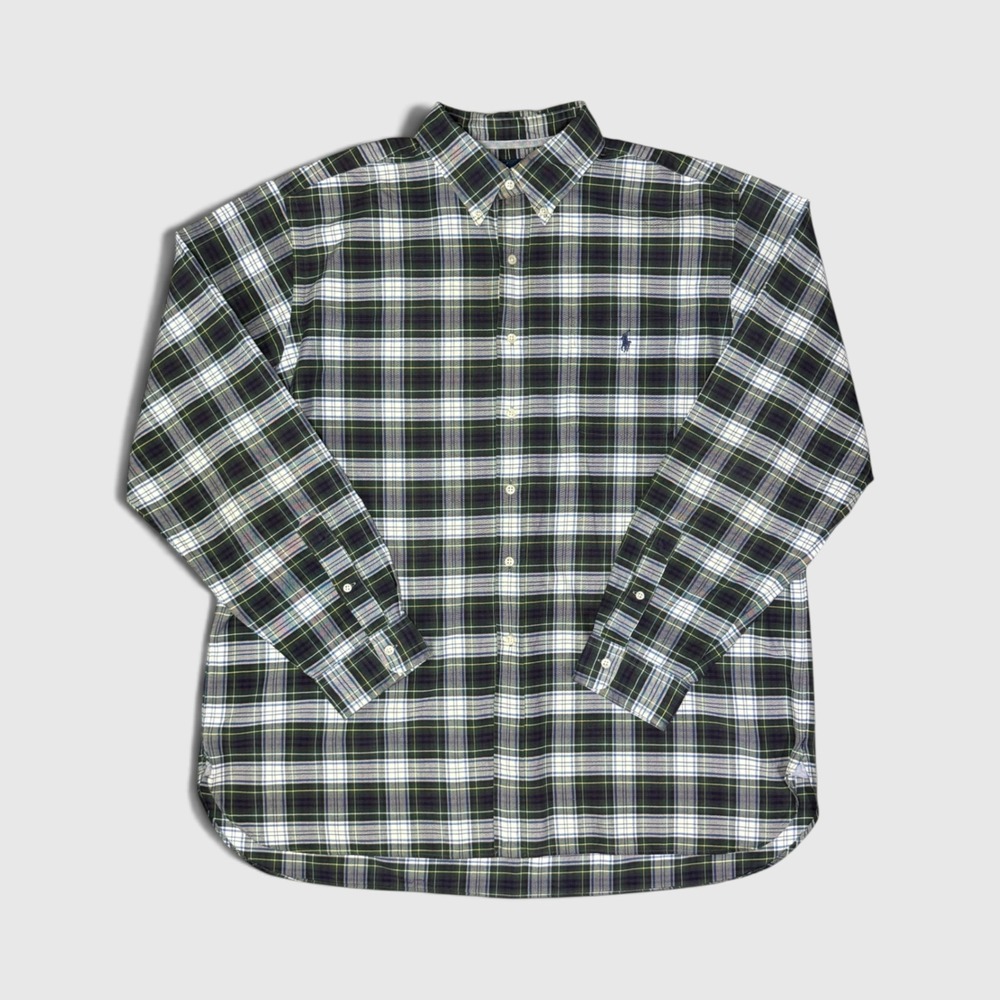 Ralph Lauren 100% Cotton Shirt - Men's - XXL - Blue Green Plaid